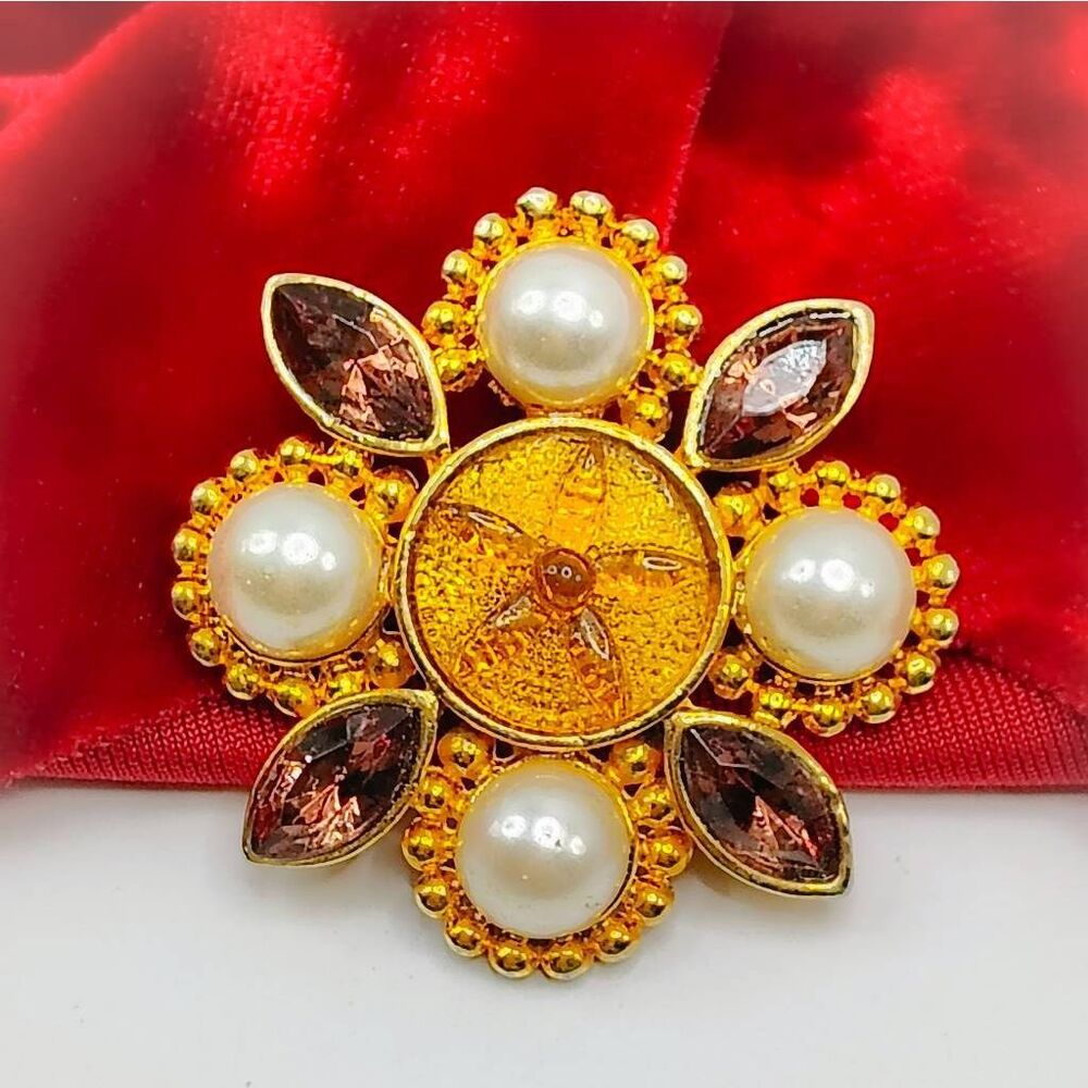 Vintage Gold and Pearl Floral Brooch